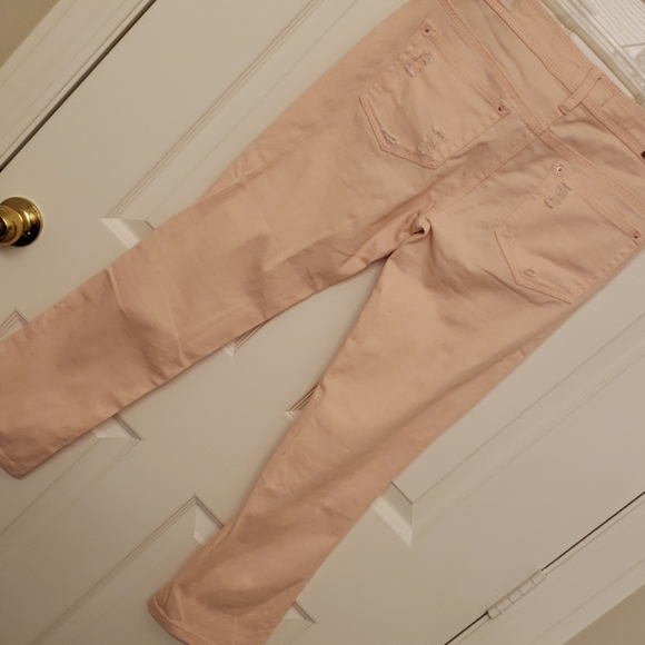 Dollhouse pink distressed roll up skinny jeans - Picture 7 of 7
